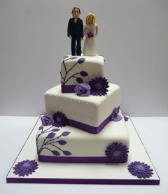 Offset purple wedding cake